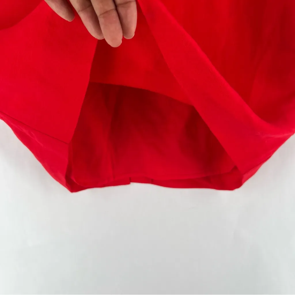 Abercrombie & Fitch Red Linen Blend Off The Shoulder Sweetheart Midi Dress‎ 6 - Image 7