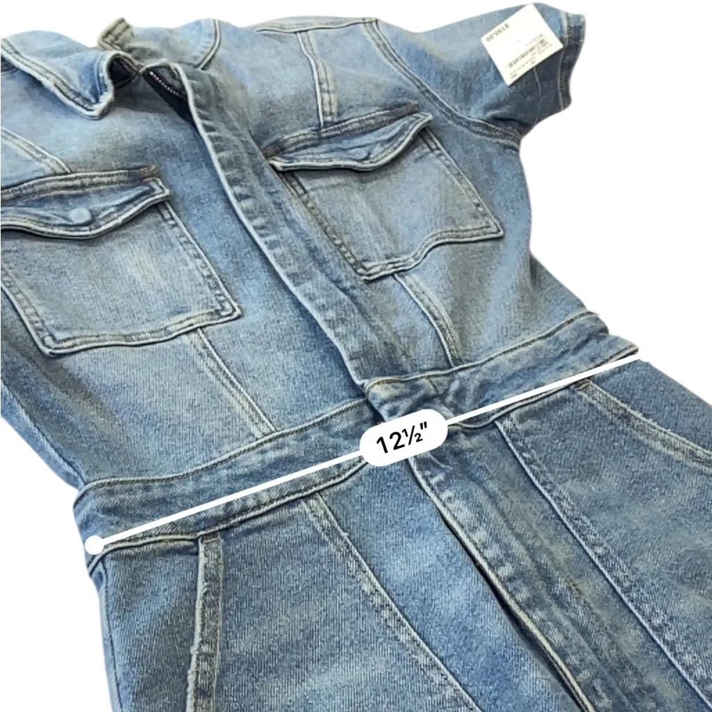 GOOD AMERICAN Fit For Success Stretch Denim Jumpsuit NEW Size 1/ Extra Small - Image 8