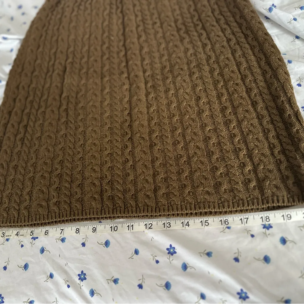 Vintage 60s/ 70s 525 America Cable Knit A-Line Brown pencil skirt. - Image 7