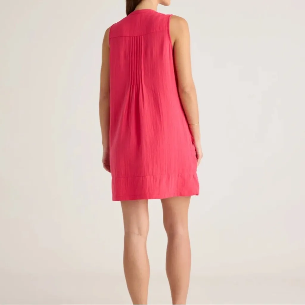 NWT Quince women's 100% organic cotton gauze sleeveless hot pink swing dress M Size M - Image 3