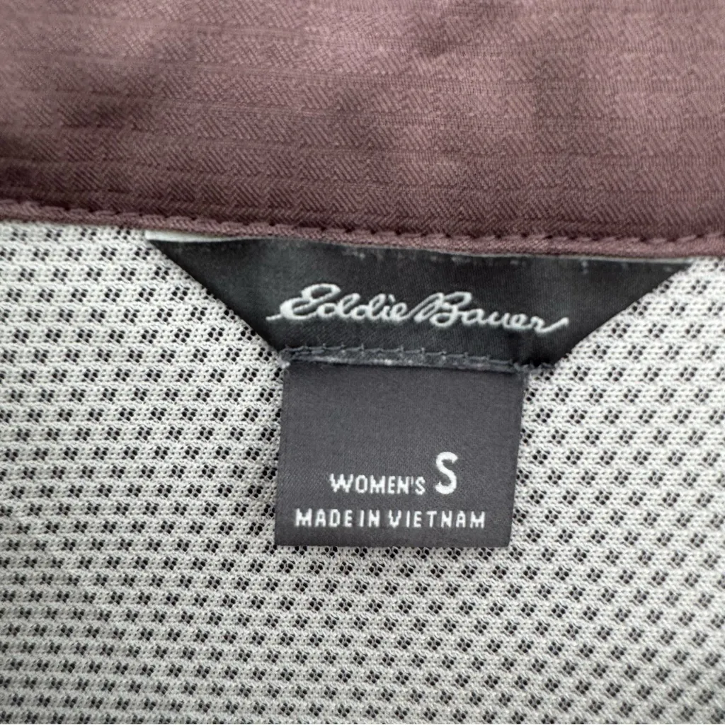 Eddie Bauer Mocha Brown Button Down Chest Pockets Sleeveless Tech Shirt Small - Image 7