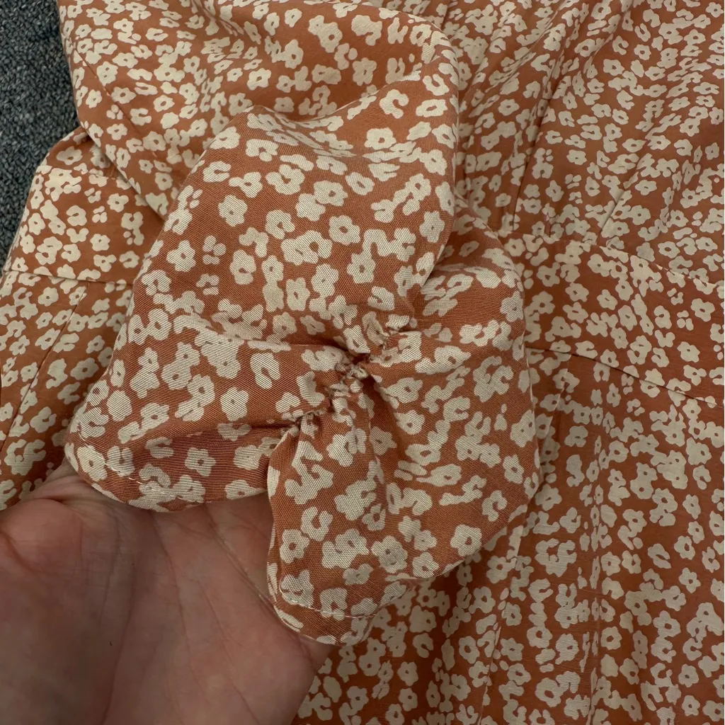 Free‎ People Kinsley Floral Wrap Dress Grapefruit Fizz Combo Size 10 - Image 4