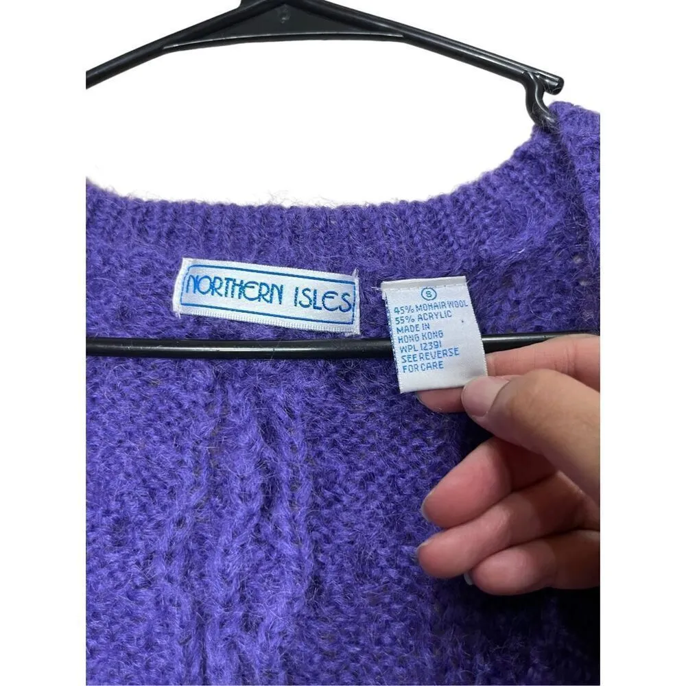 Vintage Northern Isles Purple Mohair Wool Blend Sweater Size‎ S - Image 4