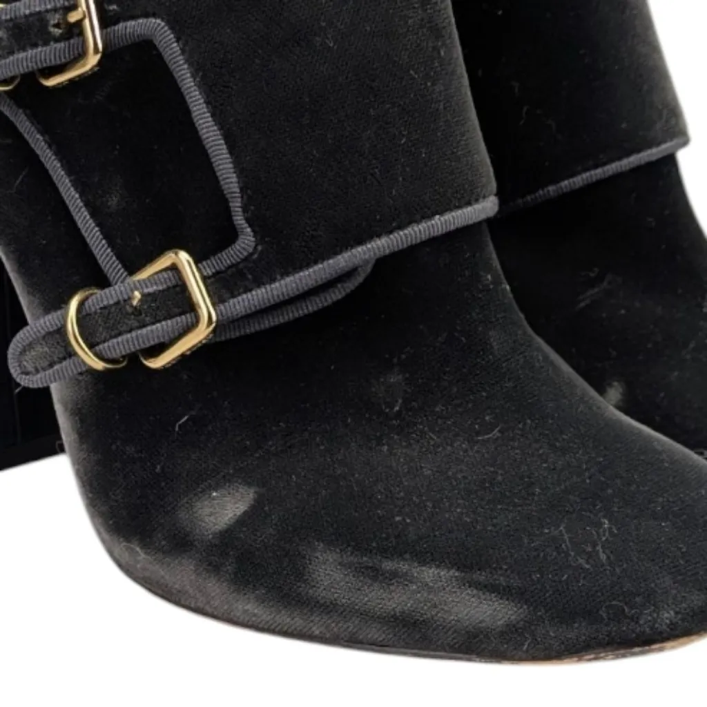 Tory Burch Carley Velvet Monk Strap Booties $395 Size 7.5M   S3984 - Image 6