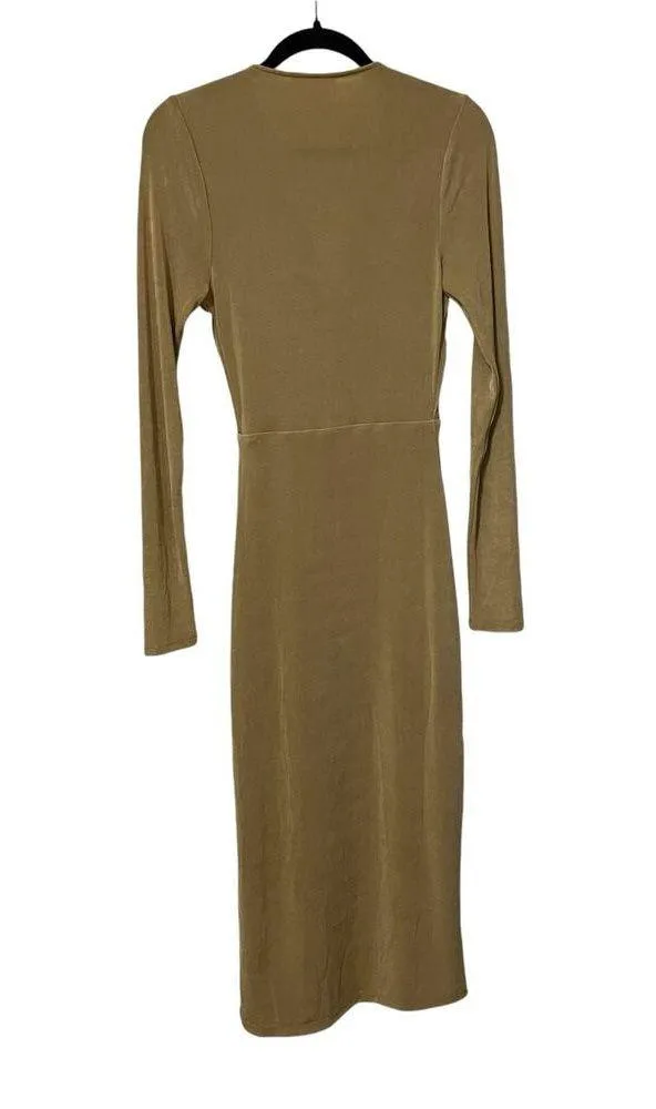 Good American NWT Gold Shimmer Wrap Midi Dress Size 1 - Image 4