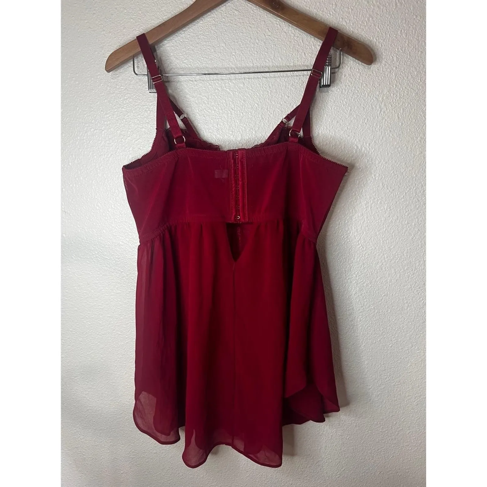 Torrid Curve Womens 0 0X plus Strappy Lurex Lace Babydoll Chemise Dark Red Sexy - Image 7