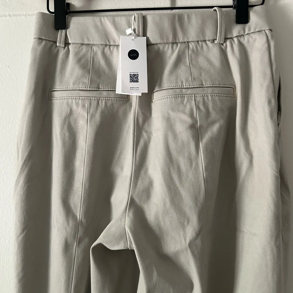 NWT Spanx Stretch Twill Slim Straight Pant Petite Small Bone Khaki Super Smooth - Image 6