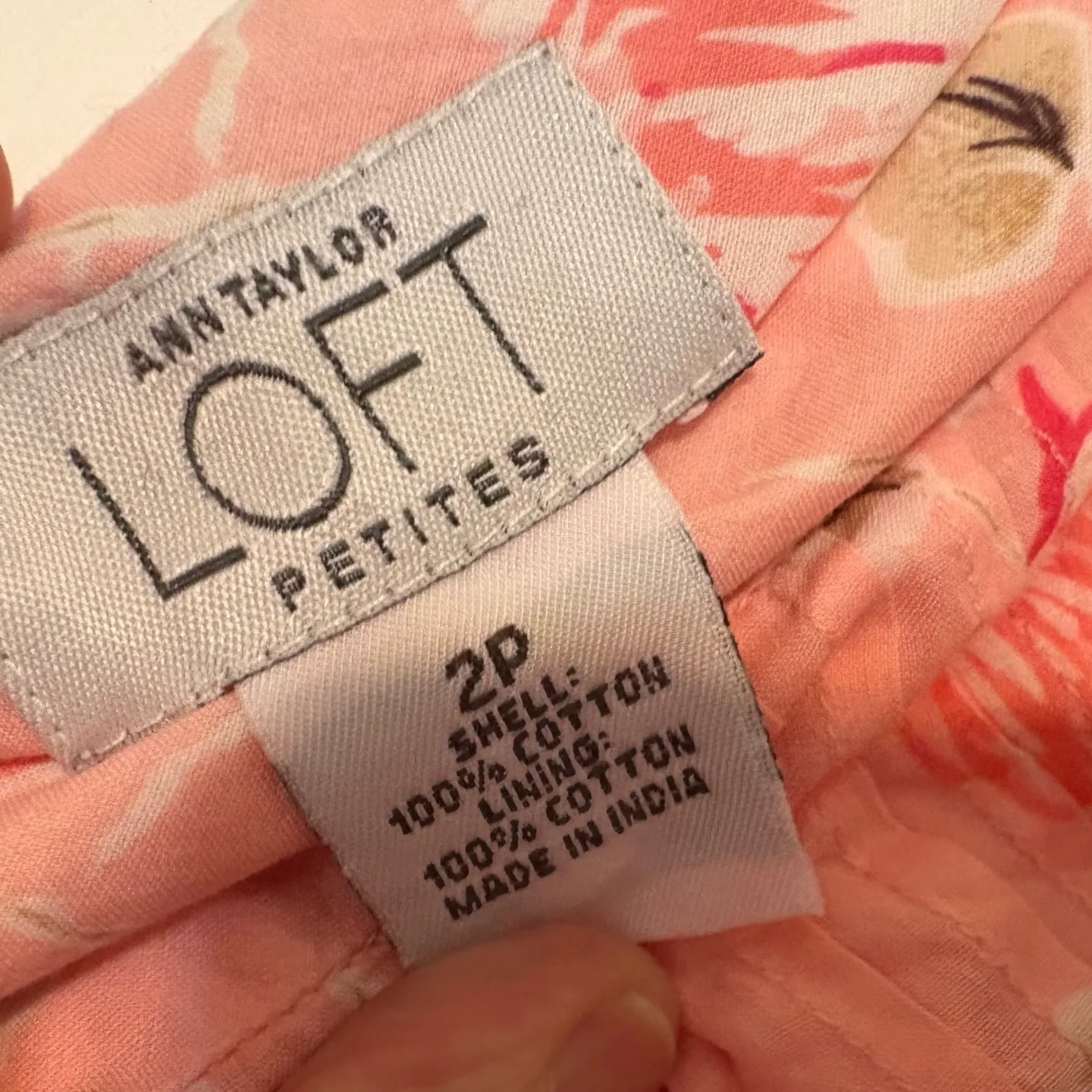 Ann Taylor Loft Pink Floral Mini Skirt 100% Cotton Size 2 Petite Summer Preppy - Image 3