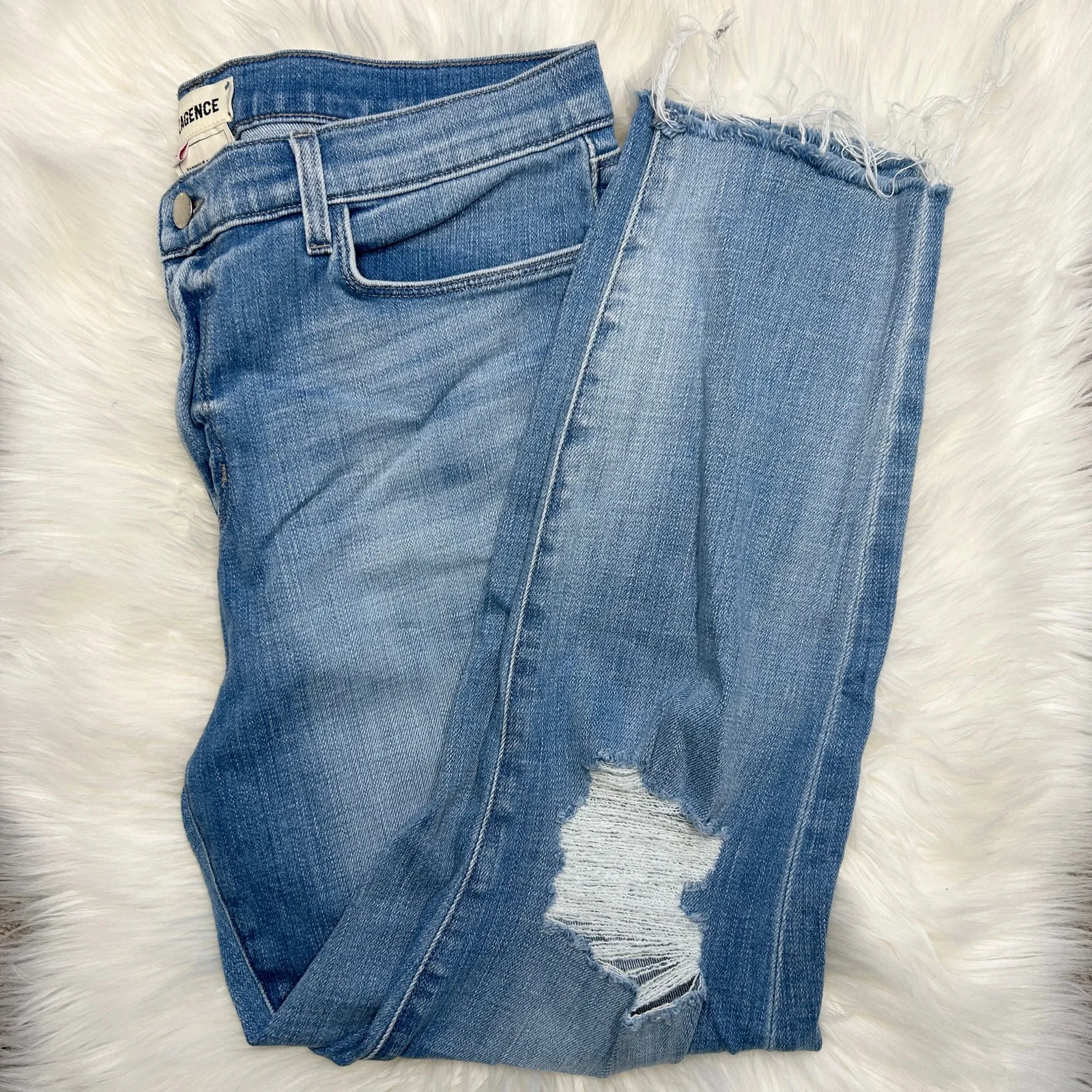 L’AGENCE El Matador Jeans Womens 32 Slim High Rise Distressed Destroyed Cropped - Image 2