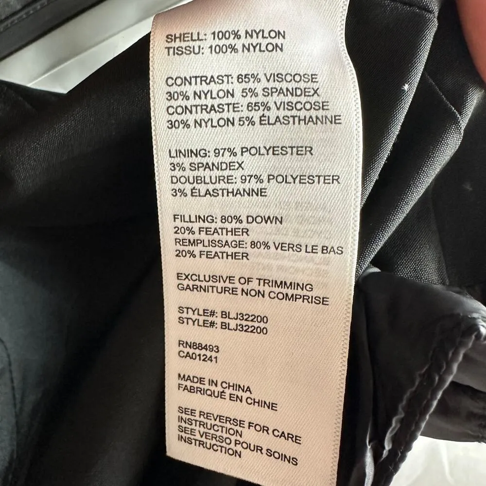 Blanc Noir Motion Panel Zip Puffer Jacket Black Hooded Size XS Mixed Media - Image 6