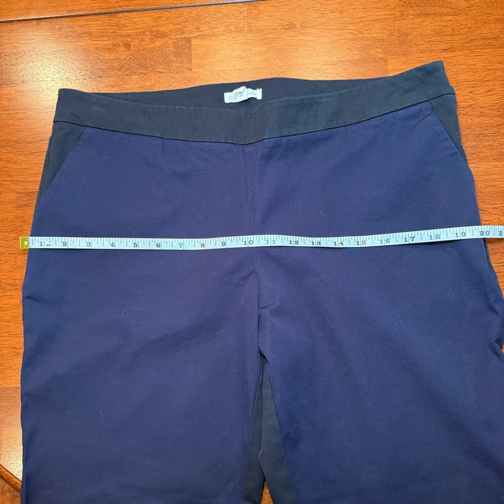 Eileen Fisher Organic Cotton Two Tone‎ Ankle Pants Size Large Navy Black - Image 10