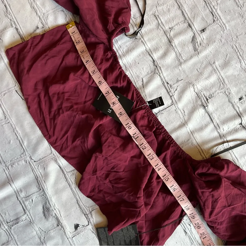 Forever 21 Off Shoulder Aubergine Layered Sleeve Boho Cropped Top Blouse NWT NEW - Image 9