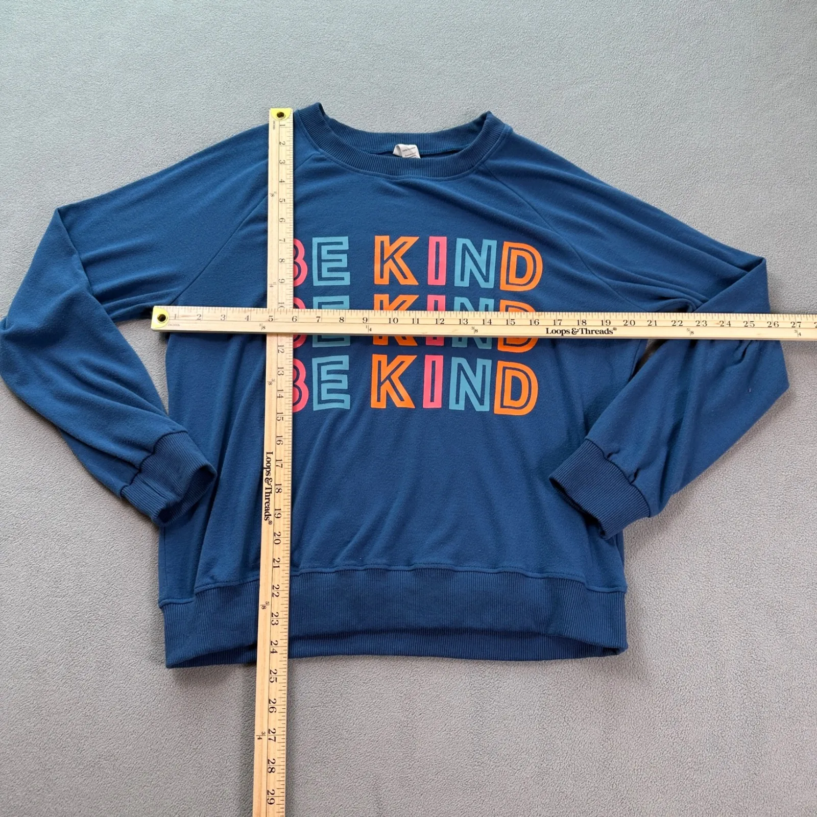 Be Kind Sweatshirt Womens M Blue Crew Neck Long Sleeve Pullover Pride Rights Lgb Size M - Image 2