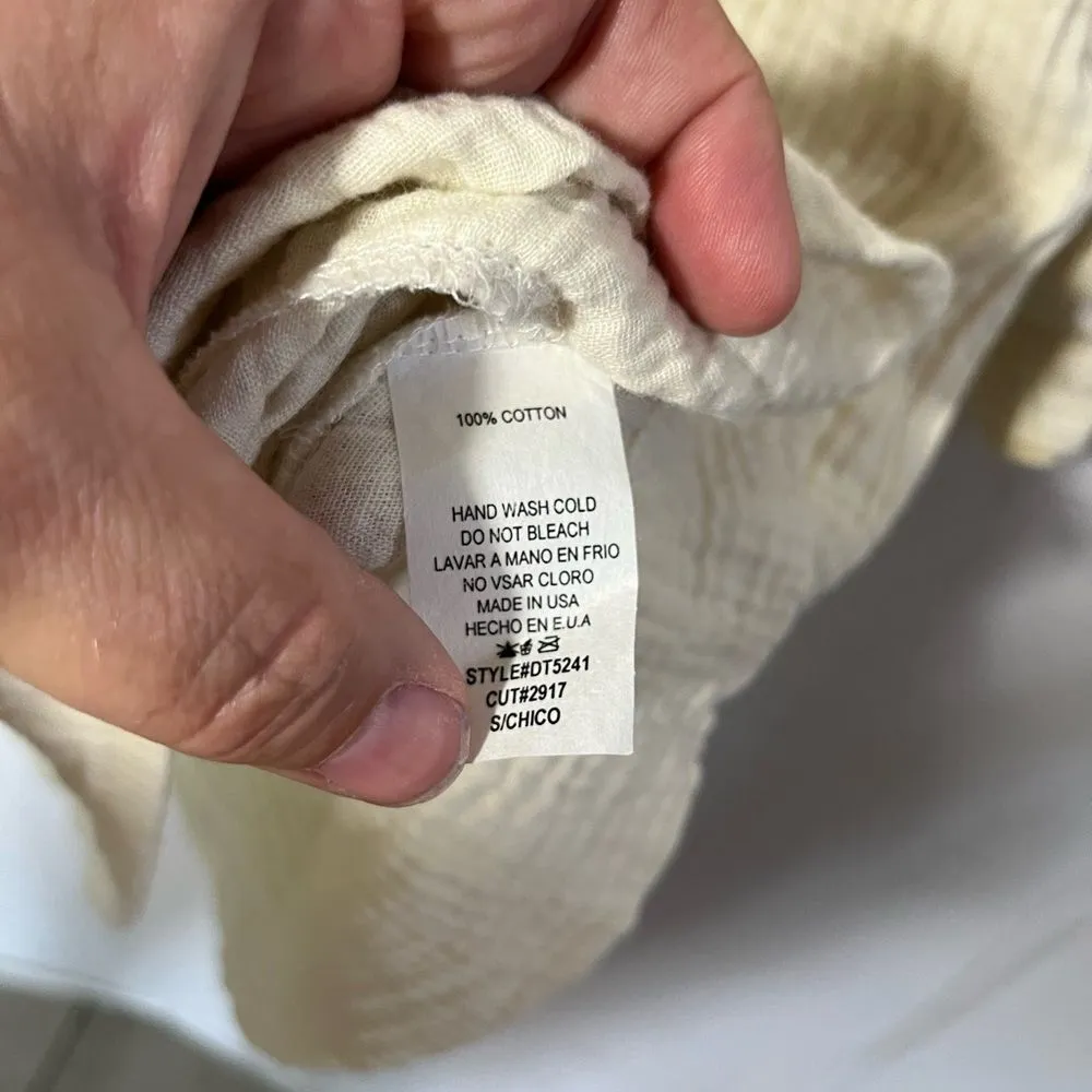 Ces femme SLUBBED COTTON TEXTURED LONG SLEEVE DRESS White - Image 3