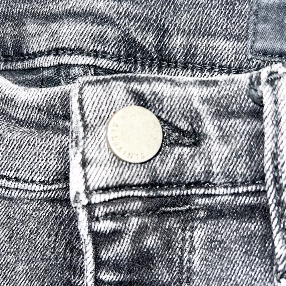 All Saints Grace Women's Washed Black Midrise Raw Hem Skinny Jeans - Image 5