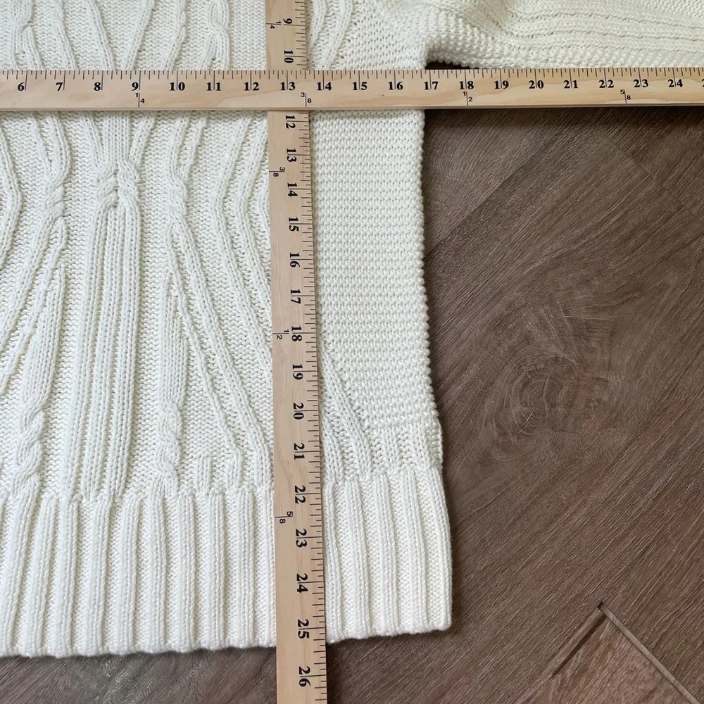 Amazon Essentials Cable Knit Sweater Ivory Cotton Crewneck Women’s Size S - Image 4