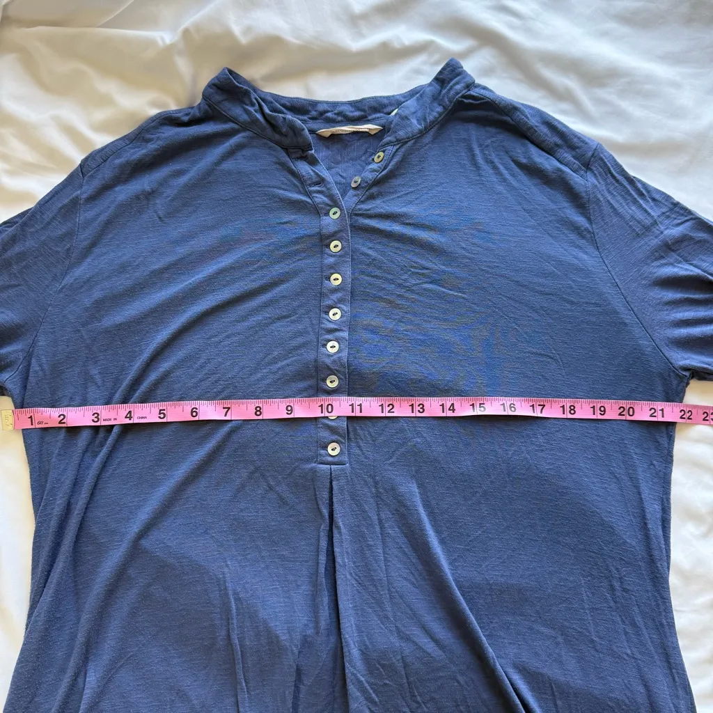 Soft Surroundings Blue Bell Sleeve Henley Button Tunic Blouse Relaxed Stretch XL - Image 6