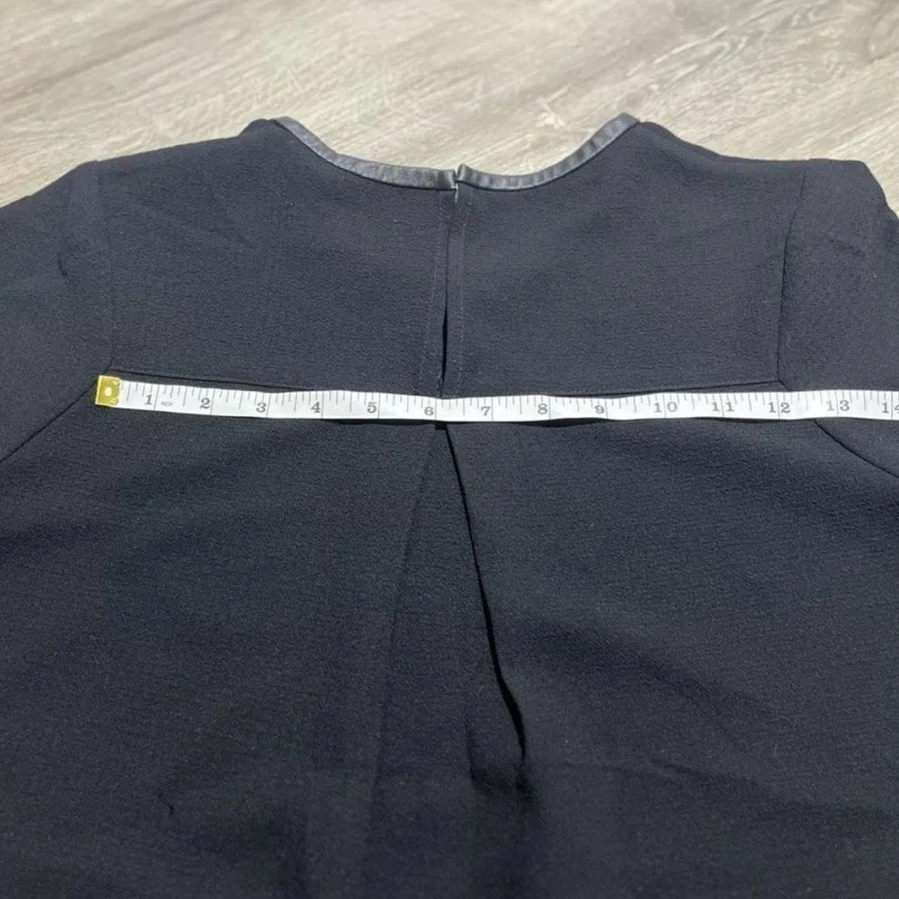 Madewell Leather Trim Textured Tailored Blouse Size Small Women’s Black Jacquard - Image 8