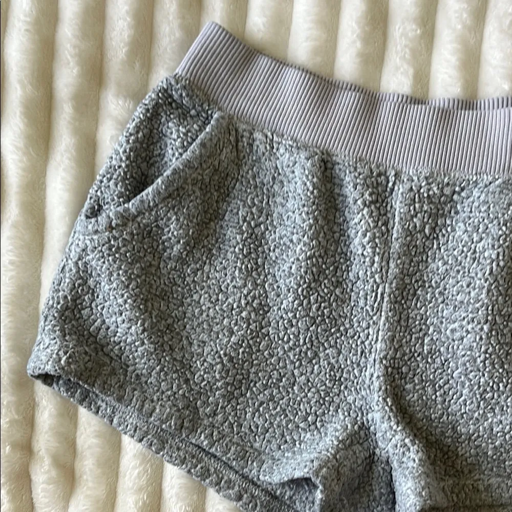 Aerie Cozy Gray Sherpa Shorts - Image 2