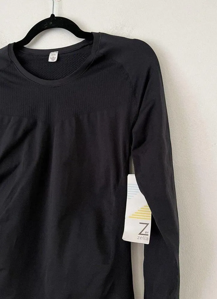 NWT Z By Zella Black Meridian Long Sleeve Mesh Panel Shirt Sz Small - Image 3