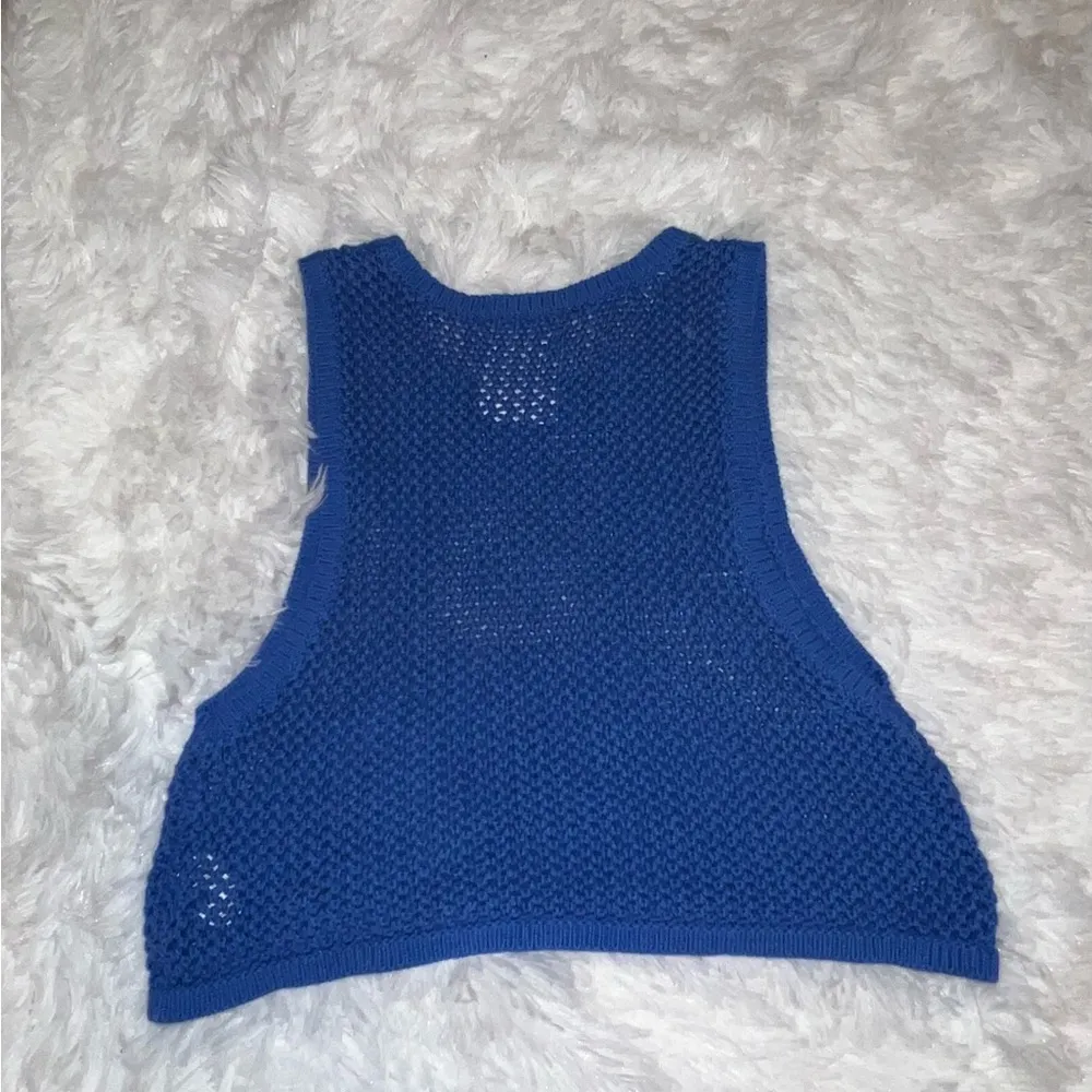 Aerie Offline Crochet Blue Knit Sleeveless Tank size small - Image 4