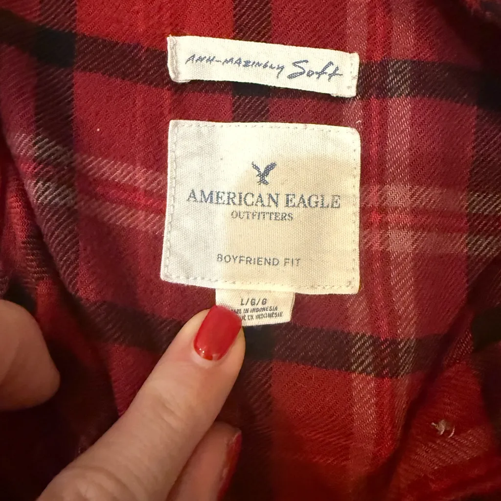 American Eagle Outfitters Red Plaid Shirt - Image 2