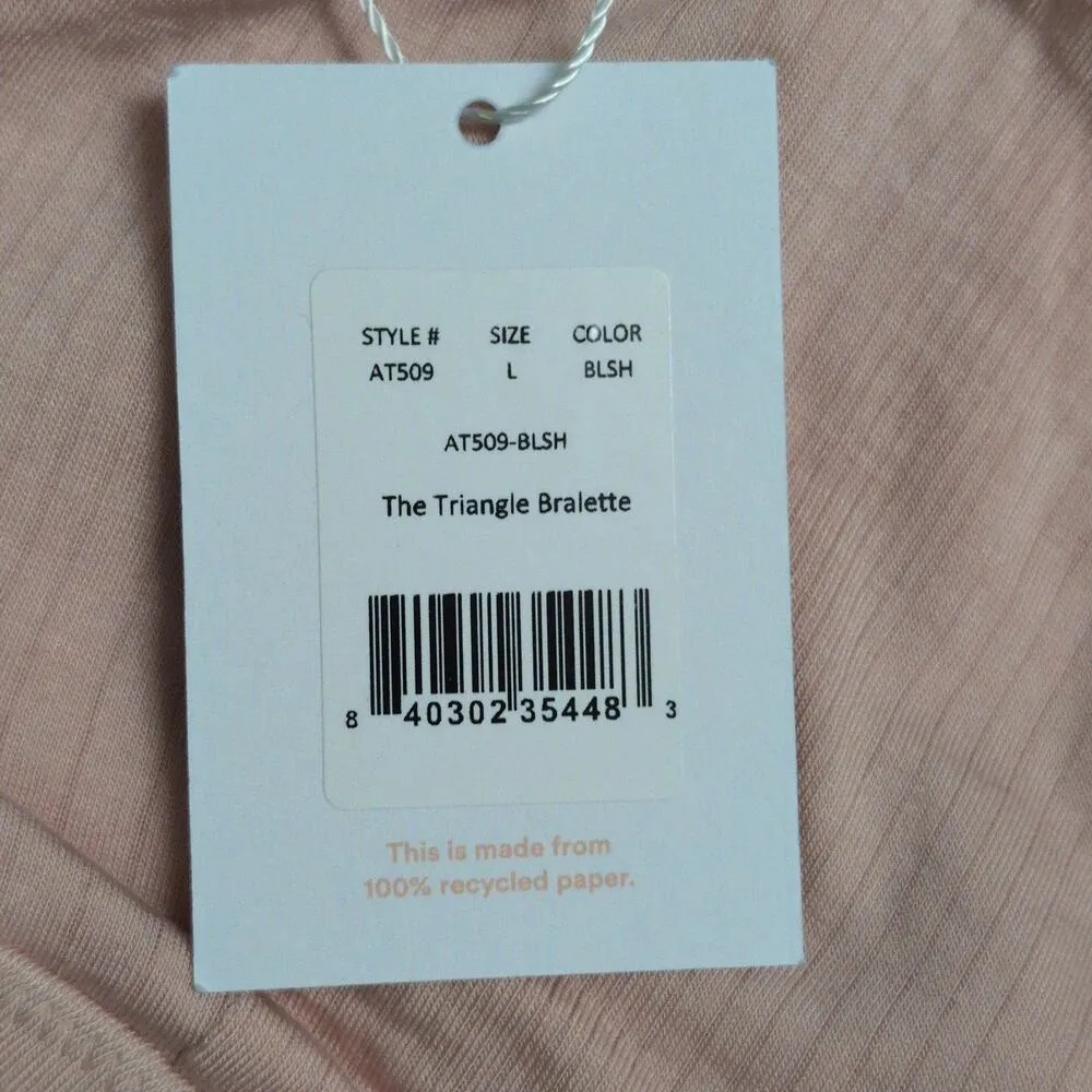 Andie Triangle Bralette Blush Loungewear Size L New - Image 6