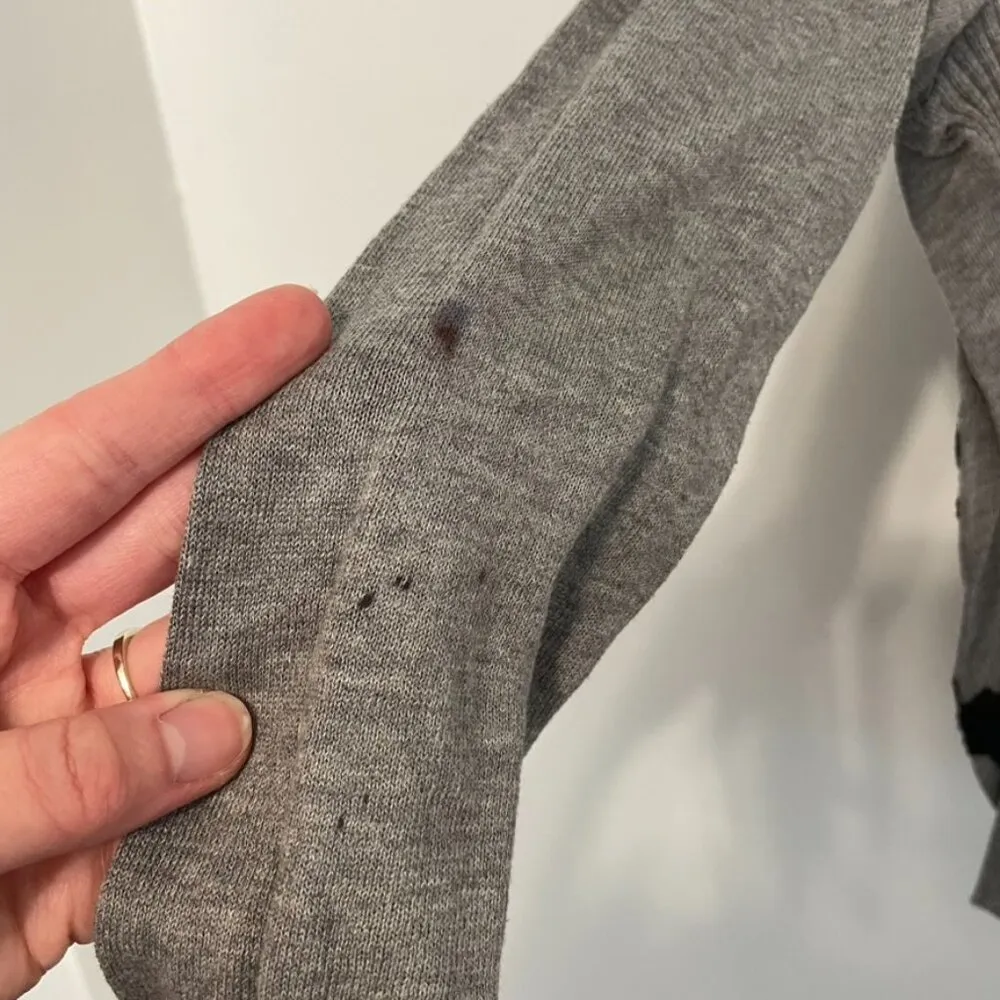 CABI Applique Cardigan 100 Gray Black Crochet Lace Preppy 100% Cotton Sweater S - Image 15