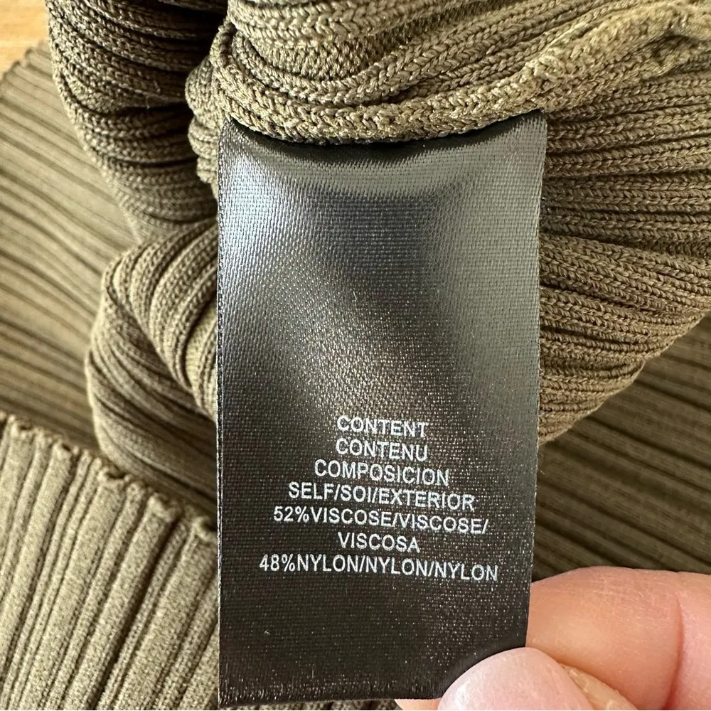 WAYF Alexi Long Sleeve Rib Midi Dress Olive - Image 5