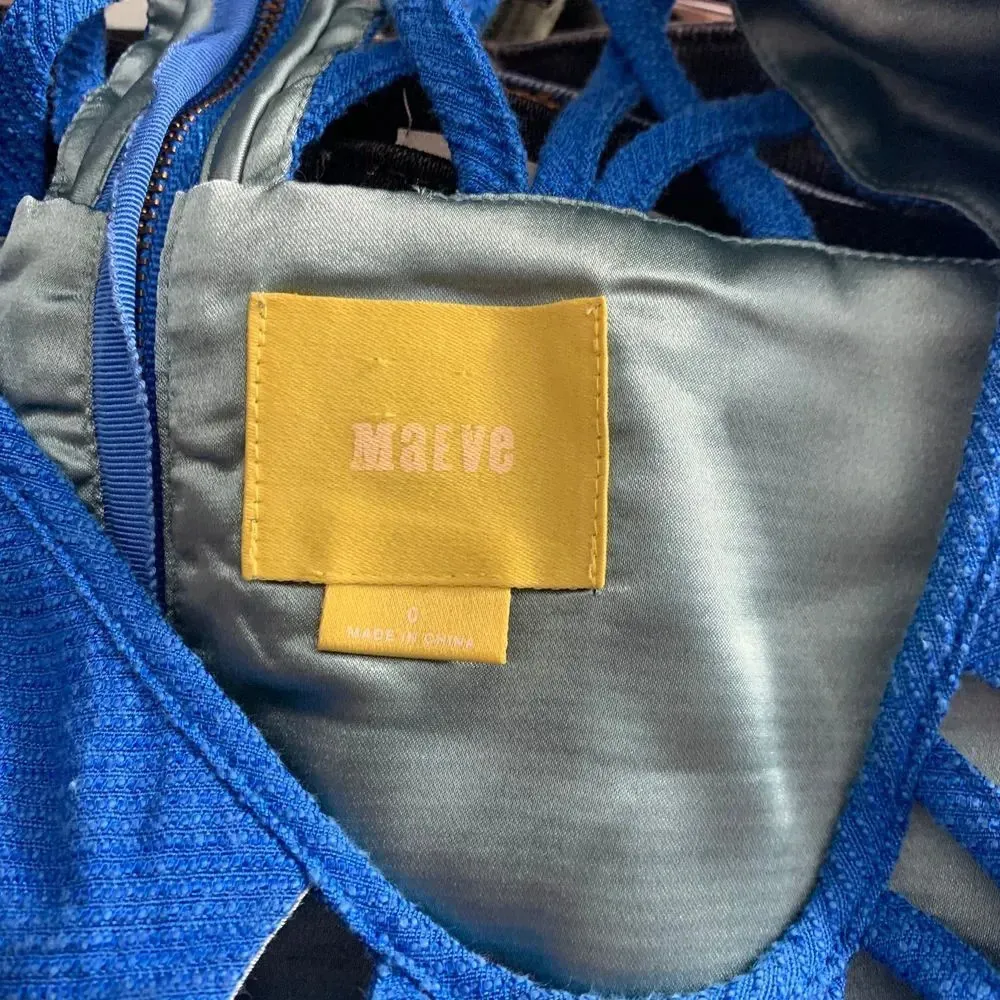 Anthropologie Maeve Aria Dress Fit & Flare Short Sleeve Cut Out Neck Blue Size 0 - Image 10