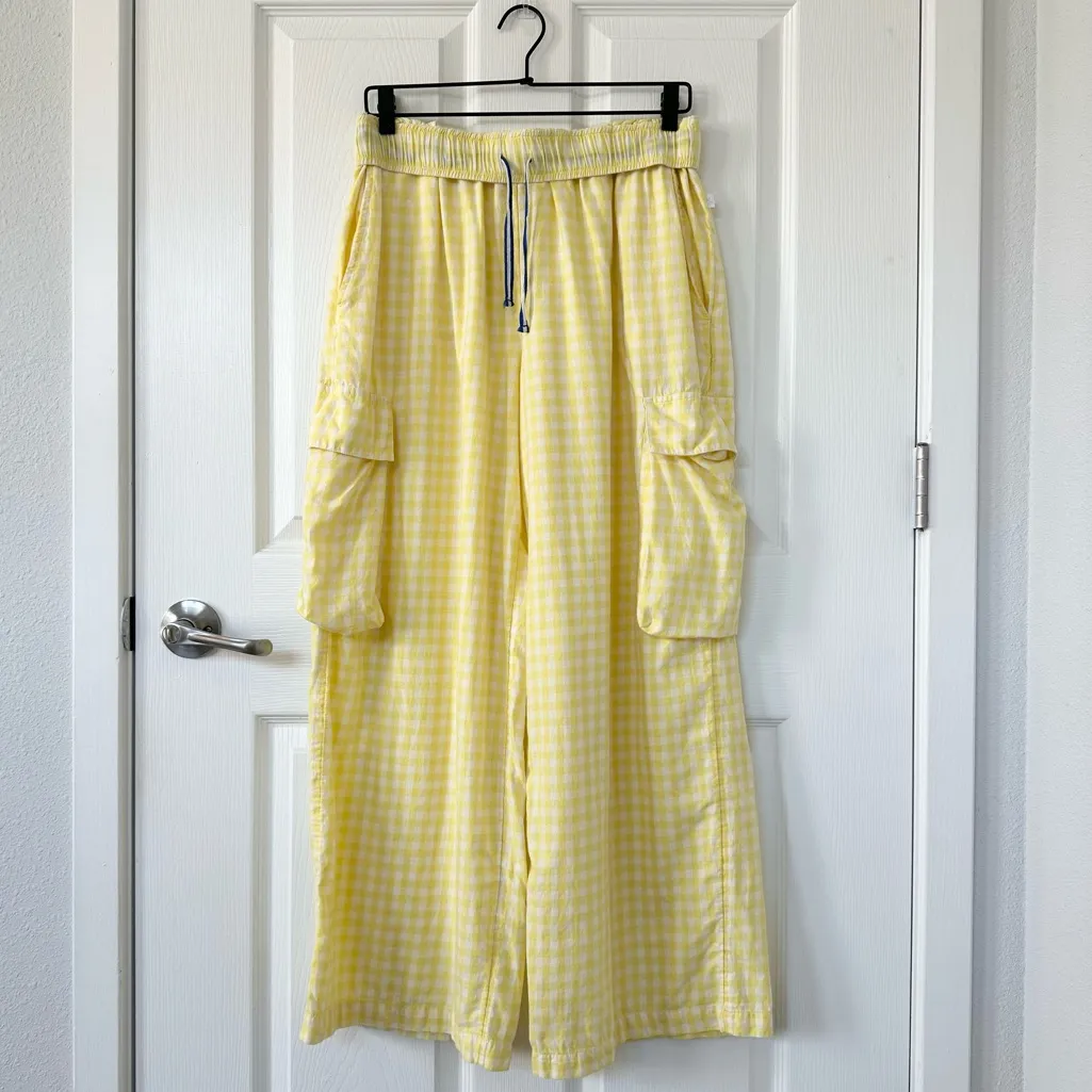 UO Out from Under Butter Yellow Gingham Hoxton Lounge Pant Size Medium - Image 3