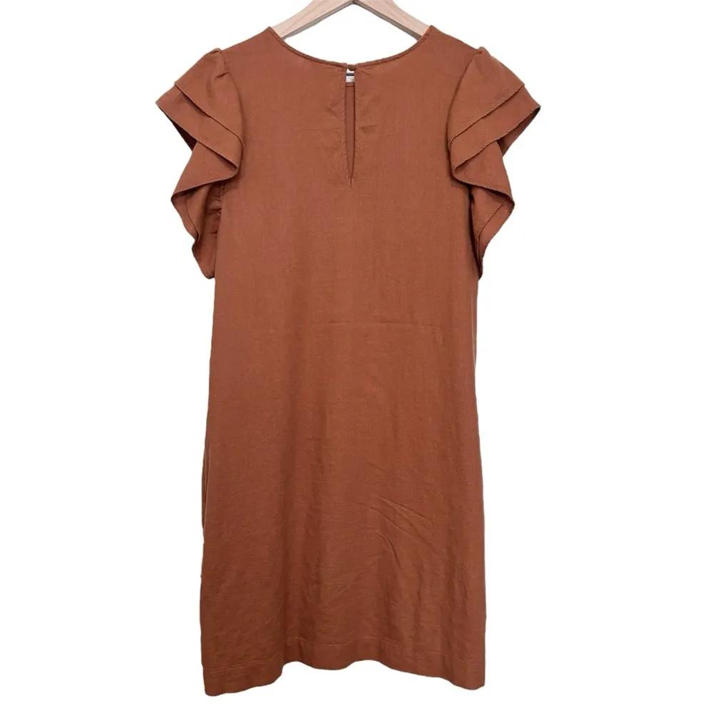 Women’s A New Day rust orange short ruffle sleeve linen blend dress size large - Image 5