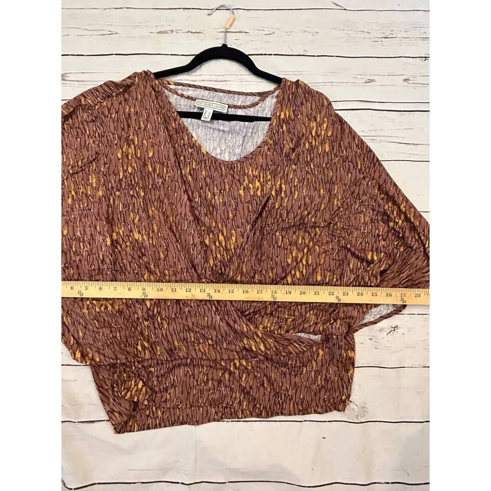 The Muses Lounge Brown Gold Top Women Size Large Faux Wrap - Image 7