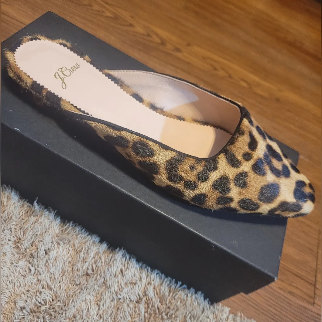 J.Crew Carolyn Flat Mules in Leopard Print Calf Hair - Size 7 1/2 - Image 3