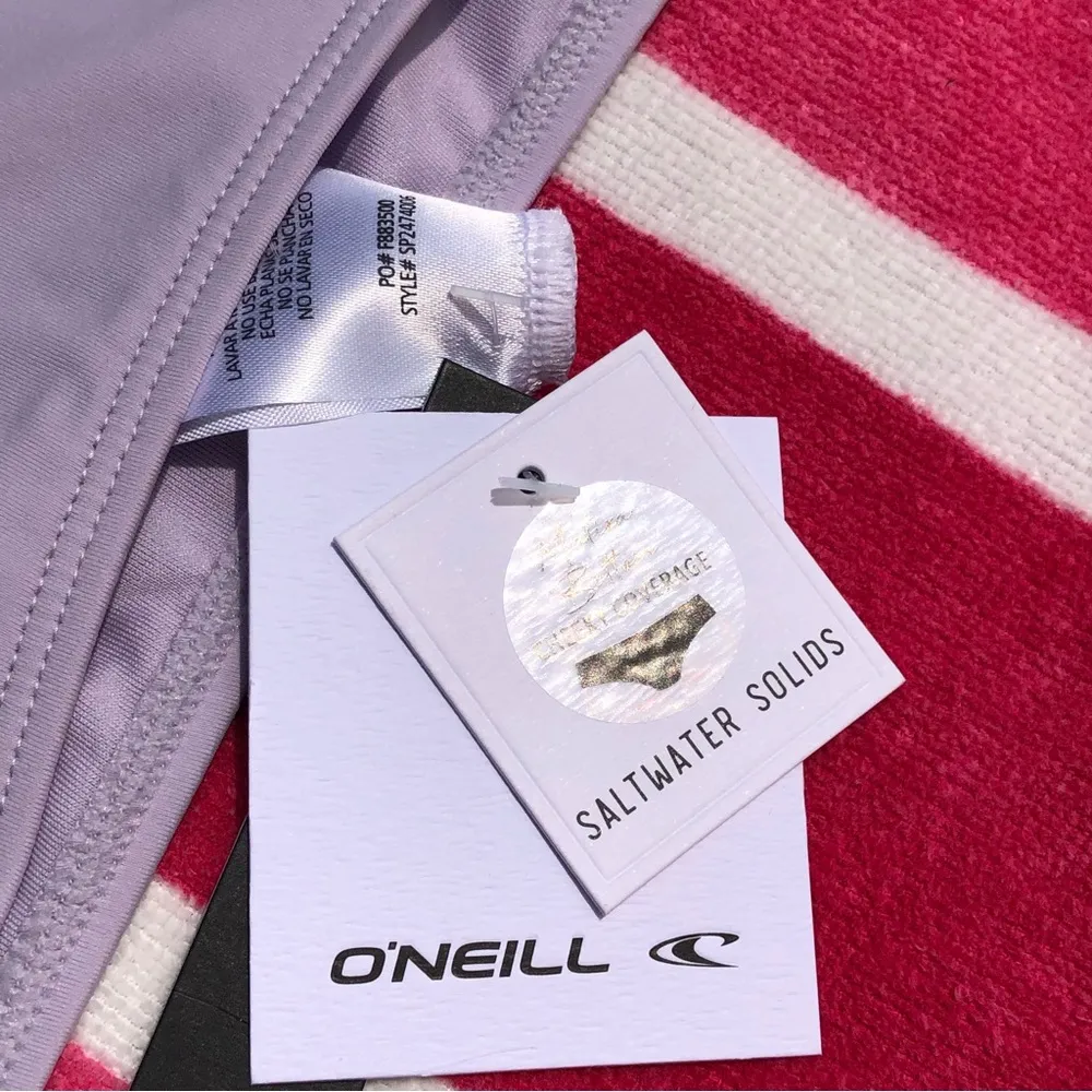 NWT O’Neill Matira Saltwater Solids Hipster Cheeky Bikini Bottoms L Lilac - Image 3