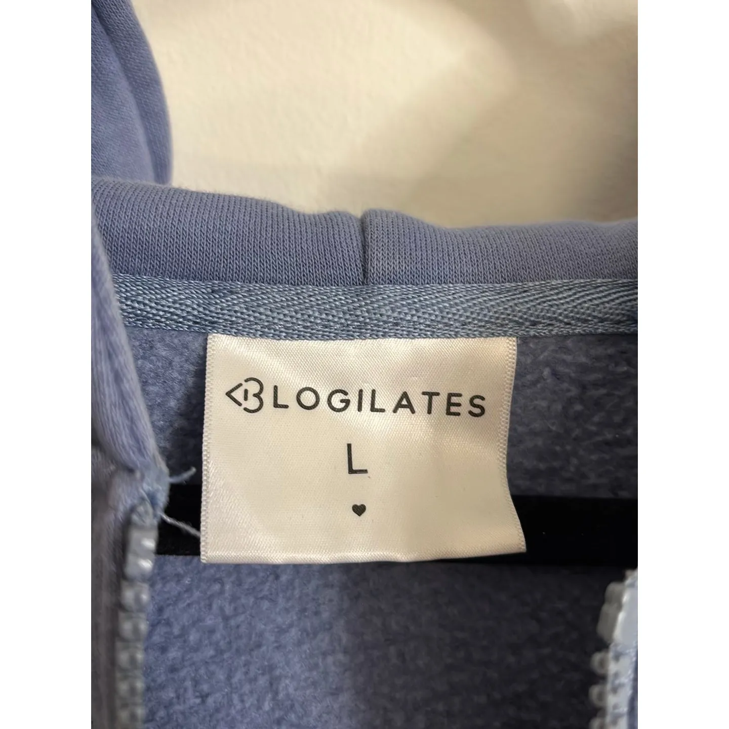 Blogilates PopFlex Hoodie Womens Large Blue Zip Cloud Cropped Oversized Fleece Purple - Image 3