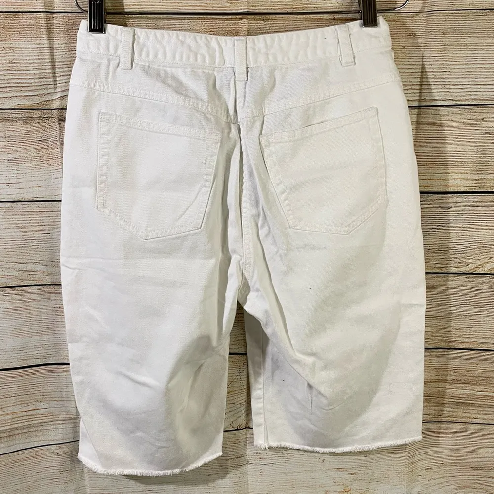 Emanuel Ungaru denim white  shorts with pockets raw hem womens Size 10/44 - Image 10
