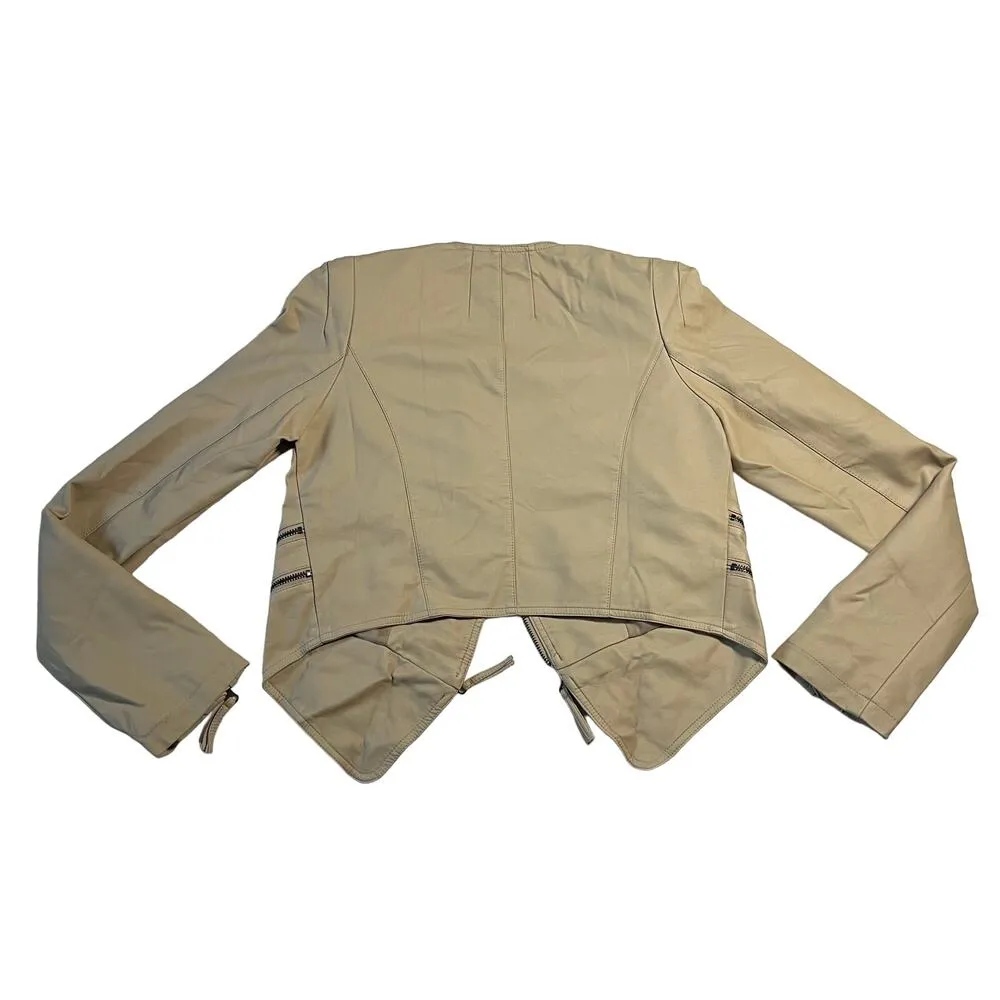 Romeo & Juliet Couture Asymmetrical Crop Moto Faux Leather Jacket Size Small NEW - Image 2