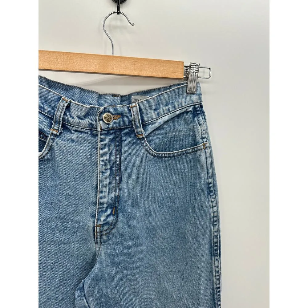 Bill Blass Levi Patch Light Wash High Waisted Mom Jeans Straight Women Size 6 Blue - Image 6
