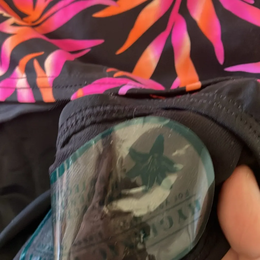 FINAL MARKDOWN Vibrant Pink & Orange Leaf Print Swimsuit Ellos swimsuit 16w nwot - Image 3