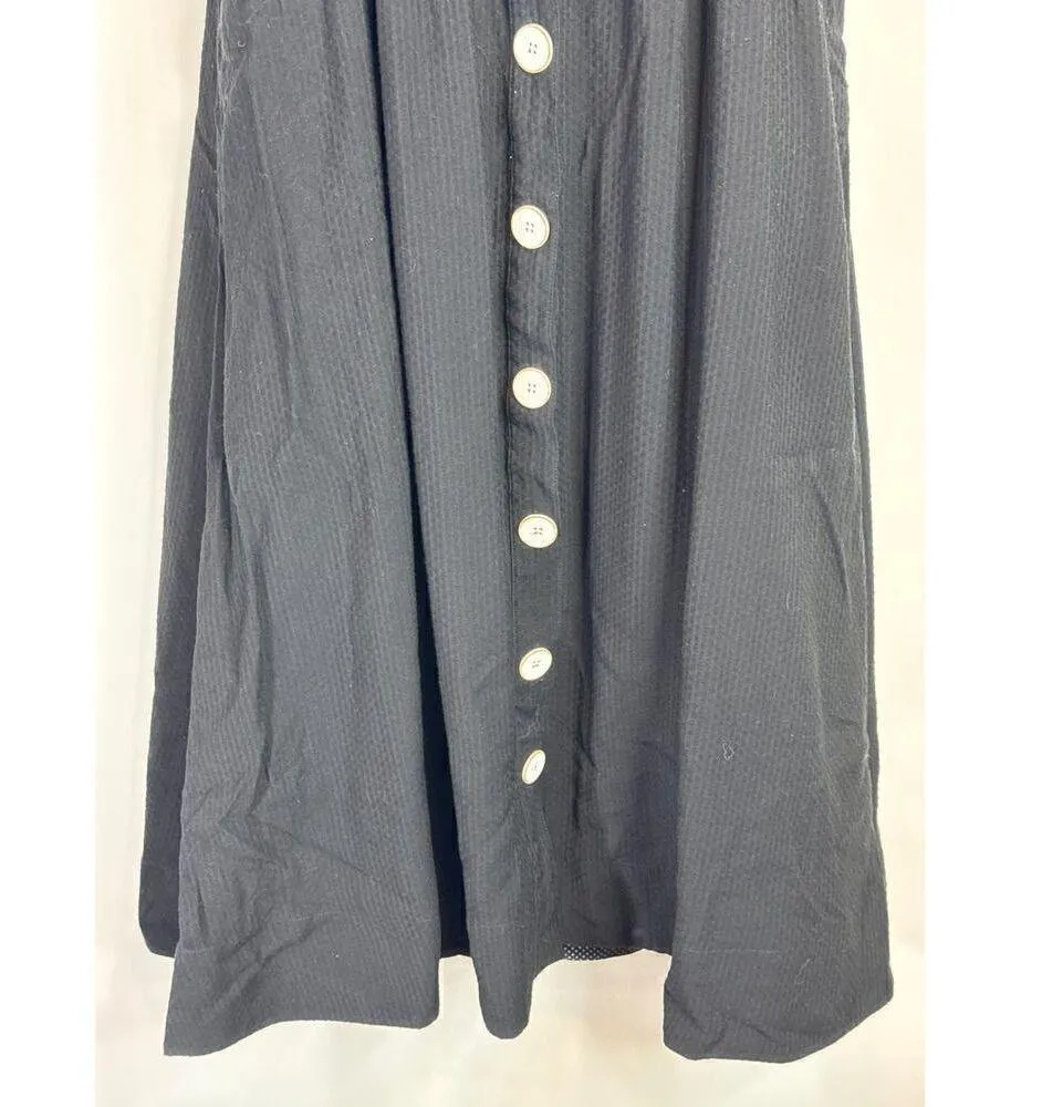 Maeve by Anthropologie Rosemary Square‎ Neck Smocked Black Midi Dress Size 6 - Image 4