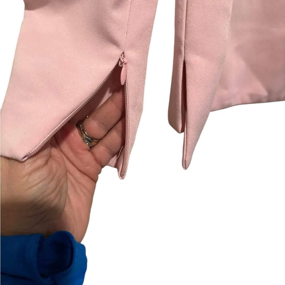 NEW TED BAKER STEFFE PINK RUFFLED COLD OPEN SHOULDER BLOUSE TOP ZIPPERED CUFFS - Image 2