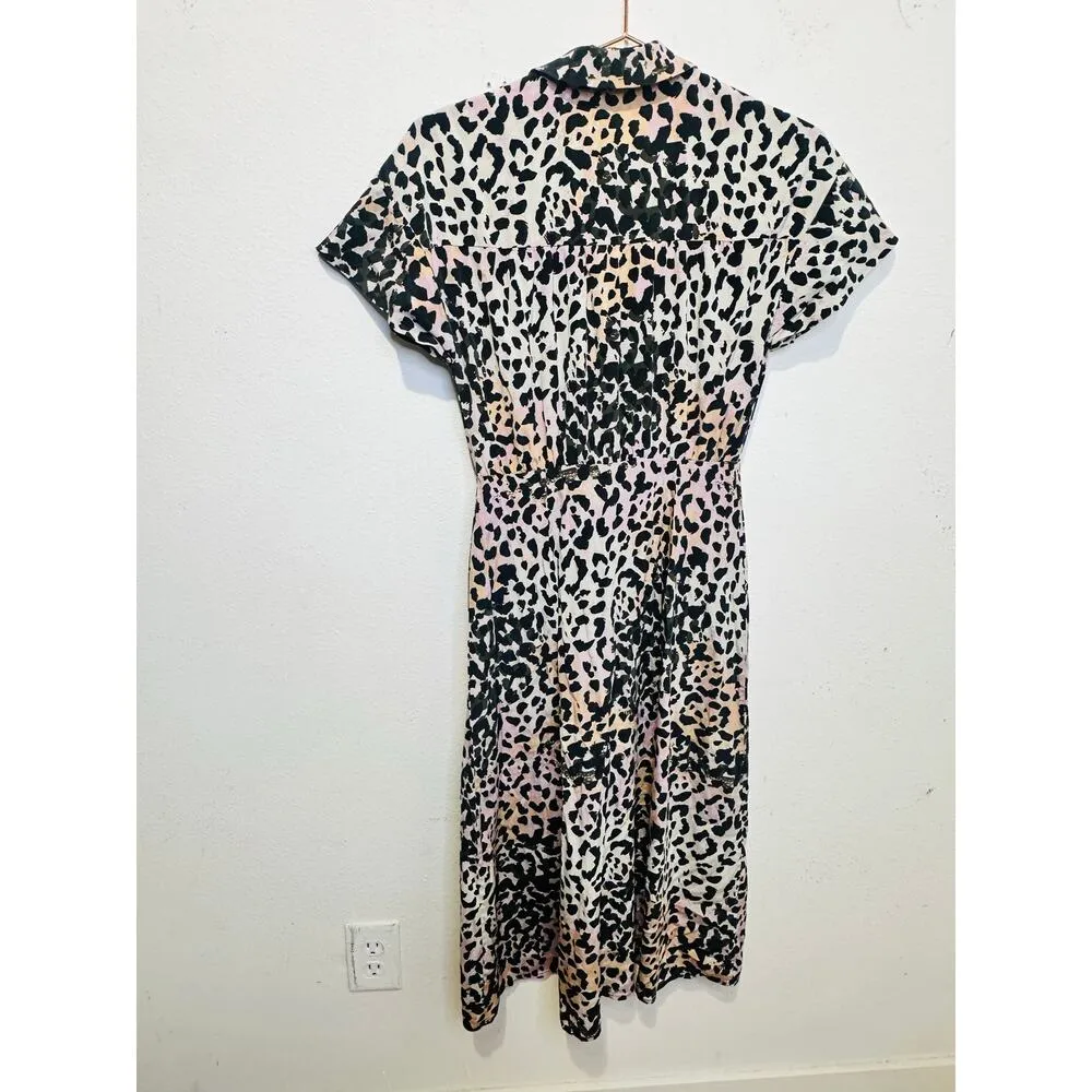 VERONICA BEARD Multicolored Printed Animal Print Silk Amani Watercolor Dress 2 - Image 8