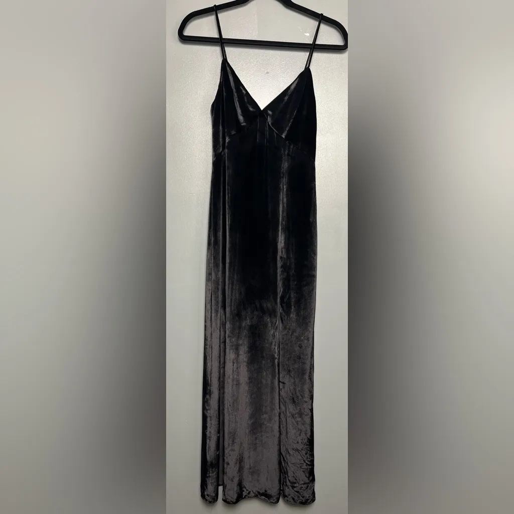 Alice Olivia Julietta Black Crushed Velvet Midi Slip Dress Size 0 90s Whimigoth - Image 2
