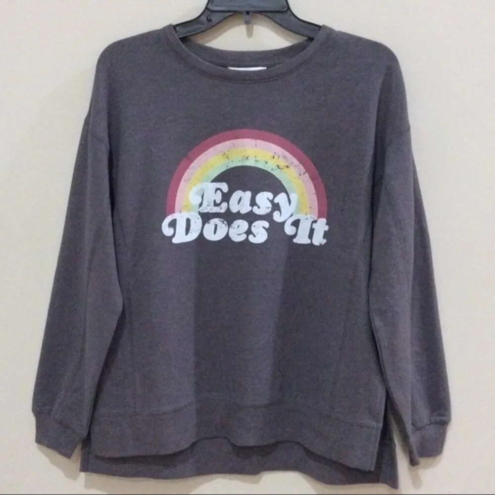 Wildfox Grey Statement Sweatshirt "Easy Does It" Pullover Sommers Sz S New - Image 2