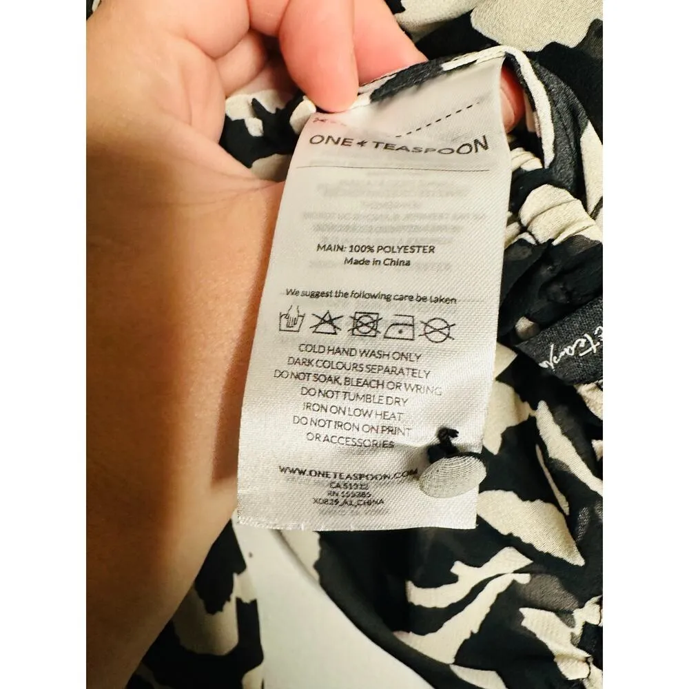 ONE TEASPOON Different Dimension Bubble Black White Sheer Chiffon Top Size Small - Image 9