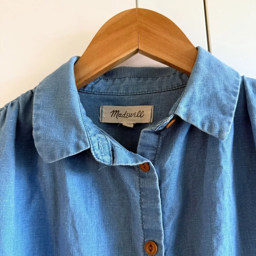 Denim Button Down Collared Shirt Dress in Size XS - Image 5