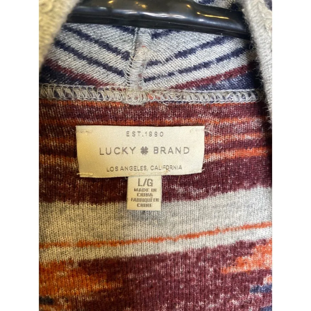 Lucky Brand Open Front Southwestern Style Boho Cardigan Sweater Sz Lg Cotton - Image 2