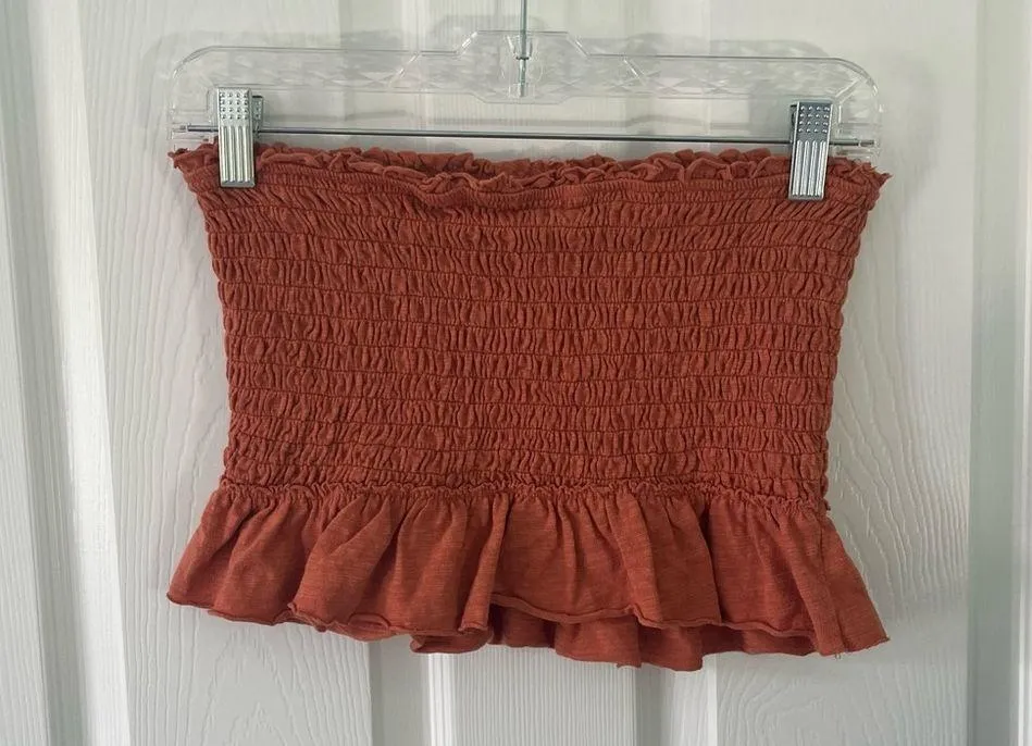 We The Free rust smocked ruffled tube top small - Image 5