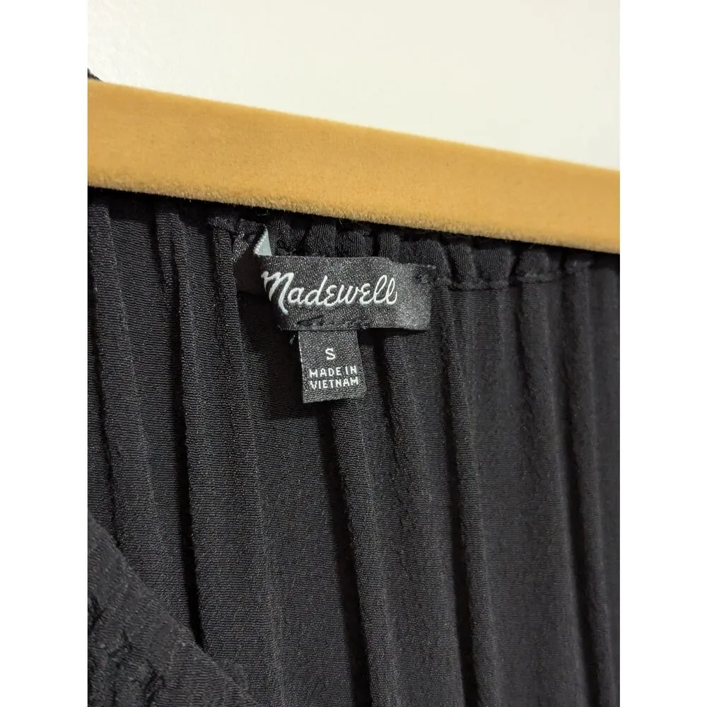 Madewell Sophia Jumpsuit Black Wide Leg Short Sleeve Womens Small Flowy Viscose - Image 7